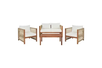 Loungegrupp Beliani Antria Ljus trä/beige Light wood||Beige - Hagemøbler - Loungemøbler - Sofagruppe utendørs