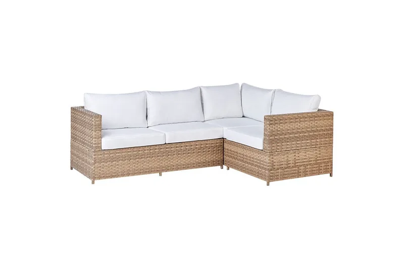 Loungegrupp Beliani Avola White||Natural - Hagemøbler - Loungemøbler - Sofagruppe utendørs