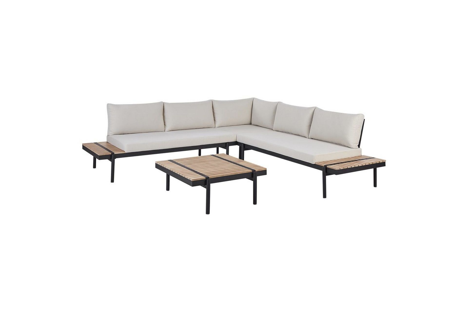 Loungegrupp Beliani Bellariva White\|\|Light wood\|\|Black -
