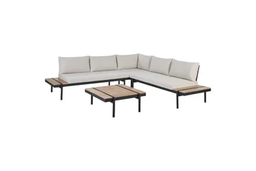 Loungegrupp Beliani Bellariva White||Light wood||Black - Hagemøbler - Loungemøbler - Sofagruppe utendørs
