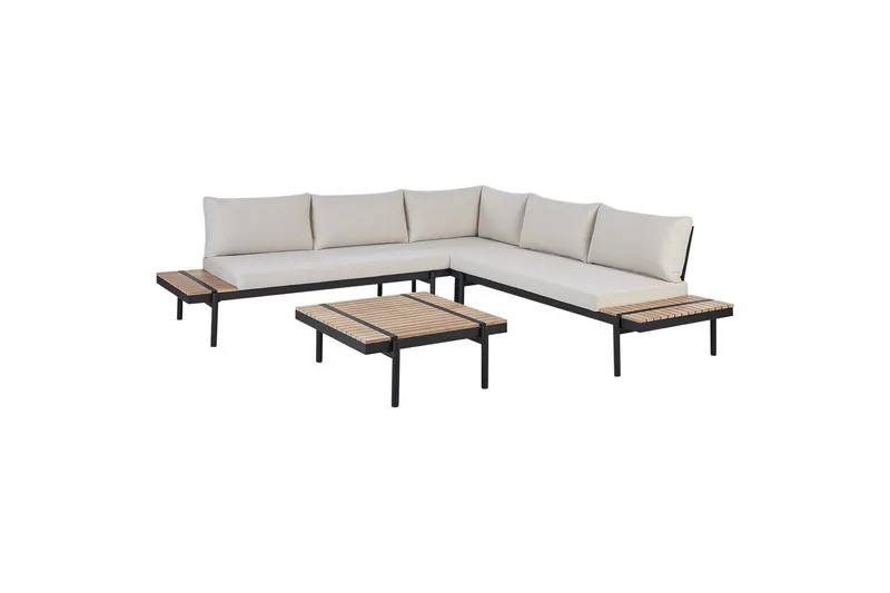 Loungegrupp Beliani Bellariva White||Light wood||Black, undefined