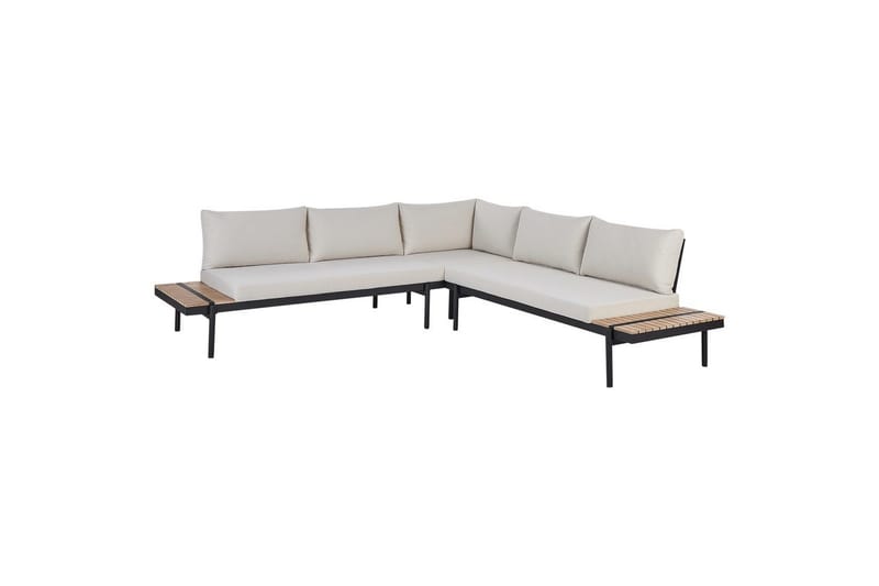 Loungegrupp Beliani Bellariva White||Light wood||Black - Hagemøbler - Loungemøbler - Sofagruppe utendørs