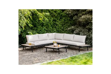 Loungegrupp Beliani Bellariva White||Light wood||Black - Hagemøbler - Loungemøbler - Sofagruppe utendørs