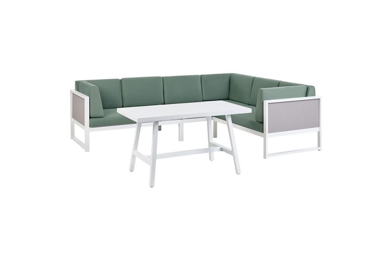 Loungegrupp Beliani Castella/Fratte Grön/vit/grå Green||White||Grey - Hagemøbler - Loungemøbler - Sofagruppe utendørs