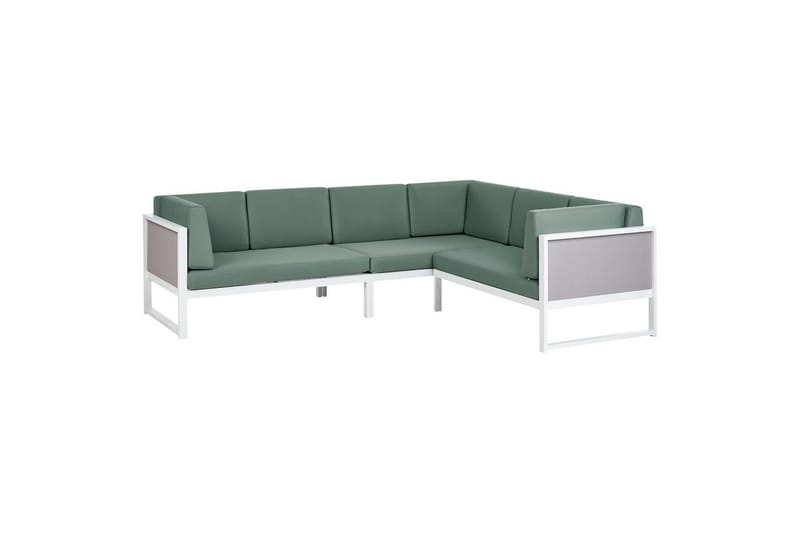 Loungegrupp Beliani Castella/Fratte Grön/vit/grå Green||White||Grey - Hagemøbler - Loungemøbler - Sofagruppe utendørs