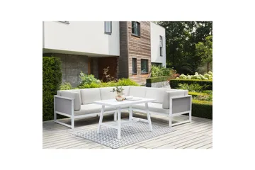 Loungegrupp Beliani Castella/Fratte Grön/vit/grå White||Grey - Hagemøbler - Loungemøbler - Sofagruppe utendørs