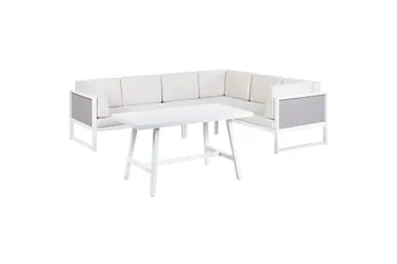 Loungegrupp Beliani Castella/Fratte Grön/vit/grå White||Grey - Hagemøbler - Loungemøbler - Sofagruppe utendørs