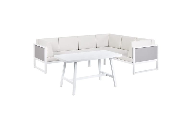 Loungegrupp Beliani Castella/Fratte Grön/vit/grå White||Grey - Hagemøbler - Loungemøbler - Sofagruppe utendørs