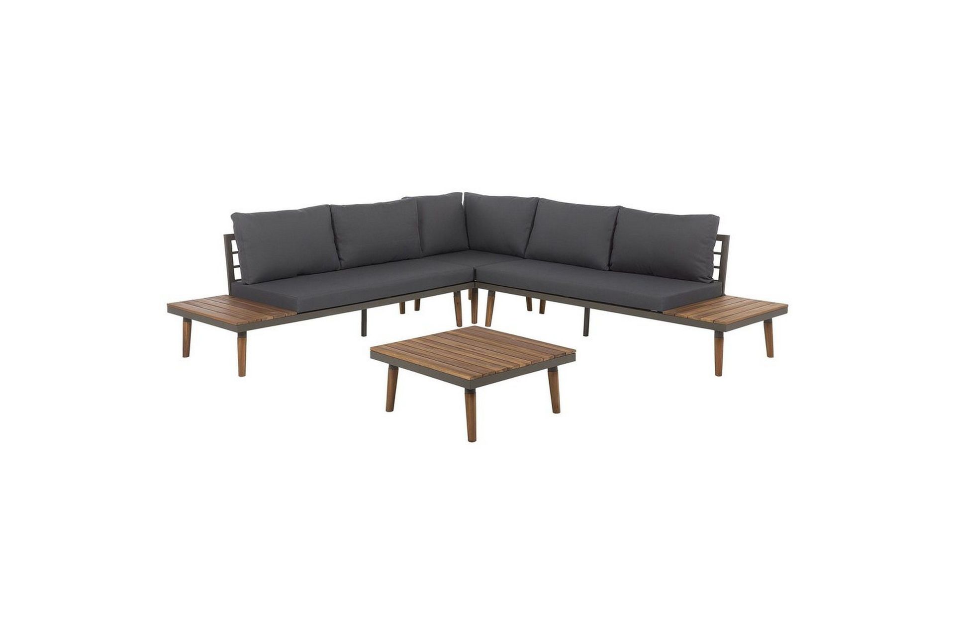 Loungegrupp Beliani Corato Grå/mörkt trä/ljust trä Grey\|\|Dark wood\|\|Light wood -