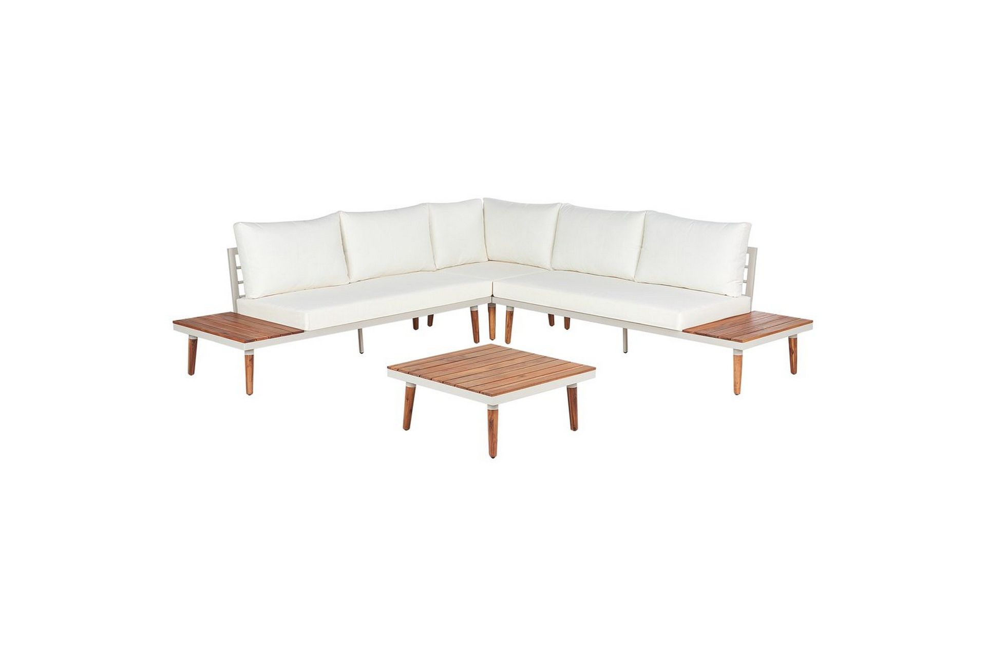 Loungegrupp Beliani Corato Grå/mörkt trä/ljust trä White\|\|Light wood -