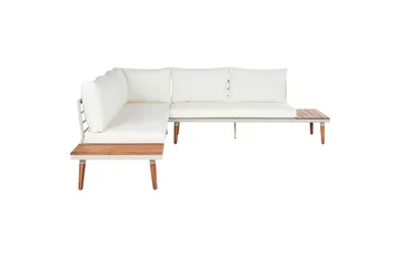 Loungegrupp Beliani Corato Grå/mörkt trä/ljust trä White||Light wood - Hagemøbler - Loungemøbler - Sofagruppe utendørs