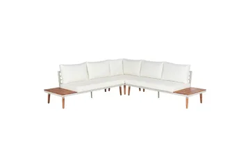 Loungegrupp Beliani Corato Grå/mörkt trä/ljust trä White||Light wood - Hagemøbler - Loungemøbler - Sofagruppe utendørs