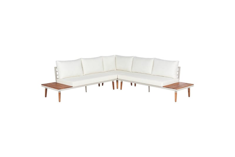 Loungegrupp Beliani Corato Grå/mörkt trä/ljust trä White||Light wood - Hagemøbler - Loungemøbler - Sofagruppe utendørs
