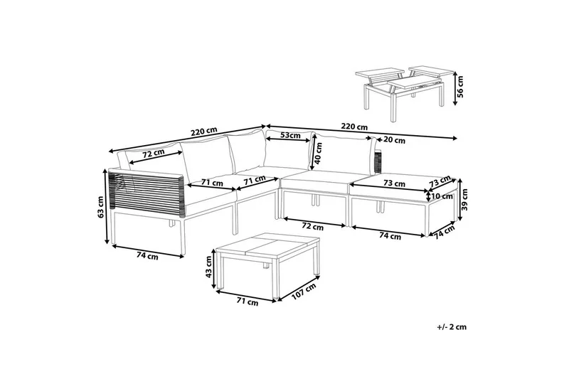 Loungegrupp Beliani Forano Grey||Black - Hagemøbler - Loungemøbler - Sofagruppe utendørs