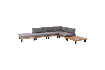 Loungegrupp Beliani Frazzano Grey||Light wood - Hagemøbler - Loungemøbler - Sofagruppe utendørs