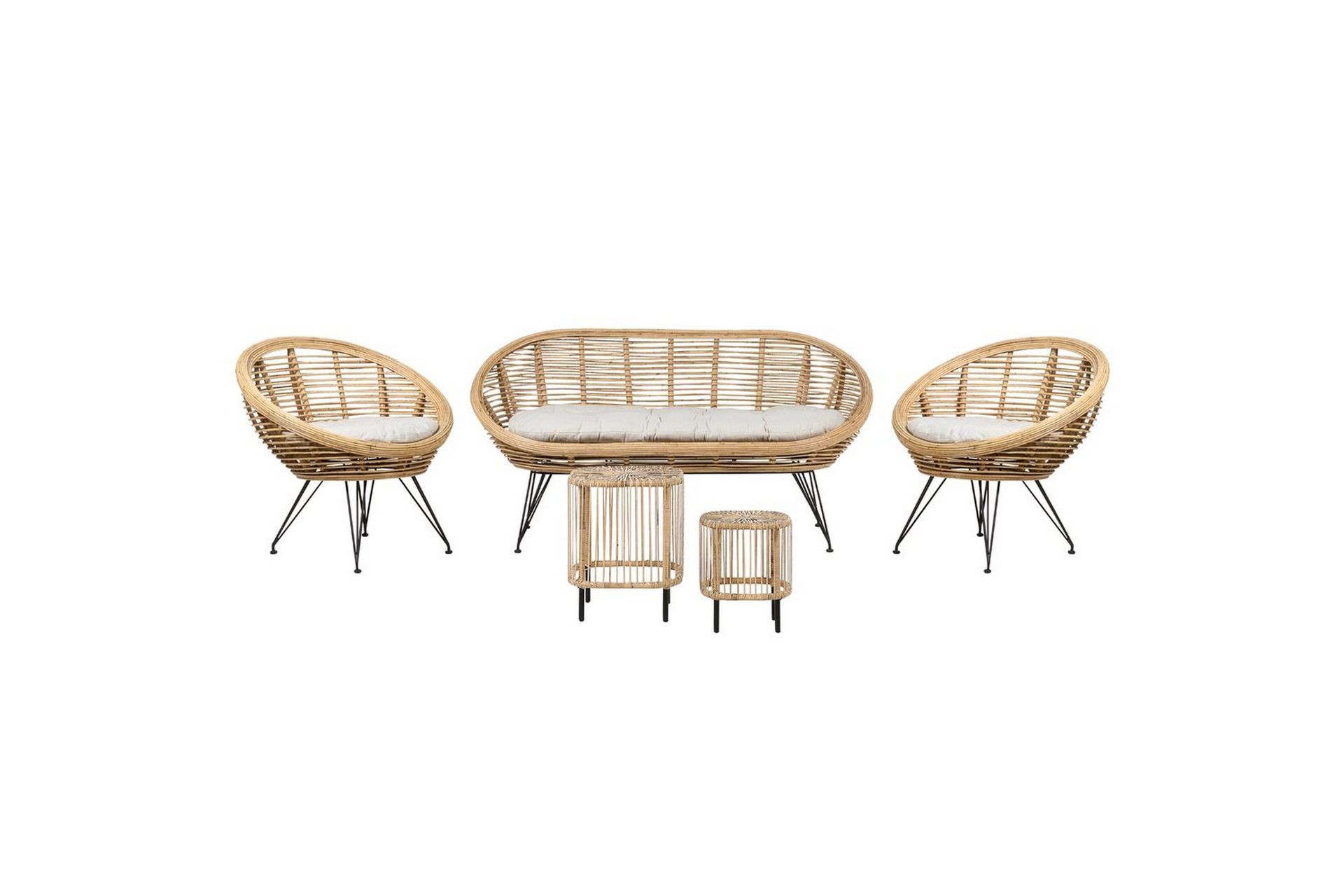 Loungegrupp Beliani Maratea/Cesenatico 4-Sits Natural\|\|Black\|\|Beige -