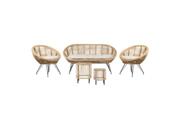 Loungegrupp Beliani Maratea/Cesenatico 4-Sits Natural||Black||Beige - Hagemøbler - Loungemøbler - Sofagruppe utendørs