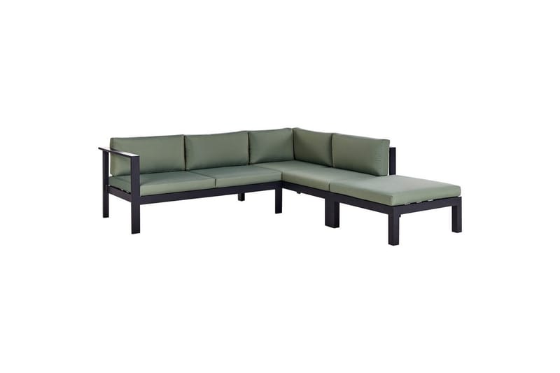 Loungegrupp Beliani Messina Grön/svart/grå Green||Black||Grey - Hagemøbler - Loungemøbler - Sofagruppe utendørs
