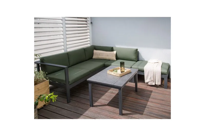 Loungegrupp Beliani Messina Grön/svart/grå Green||Black||Grey - Hagemøbler - Loungemøbler - Sofagruppe utendørs