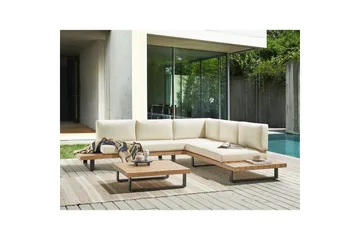 Loungegrupp Beliani Mykonos Light wood||White - Hagemøbler - Loungemøbler - Sofagruppe utendørs