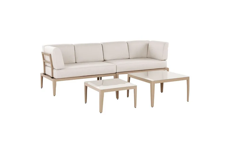 Loungegrupp Beliani Rima III Beige Beige - Hagemøbler - Loungemøbler - Sofagruppe utendørs