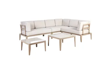Loungegrupp Beliani Rima III Beige Beige - Hagemøbler - Loungemøbler - Sofagruppe utendørs