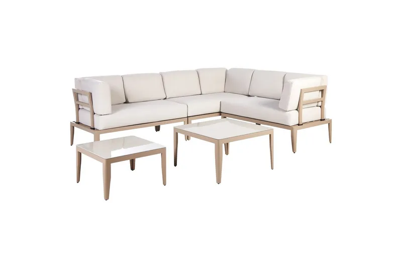 Loungegrupp Beliani Rima III Beige Beige - Hagemøbler - Loungemøbler - Sofagruppe utendørs