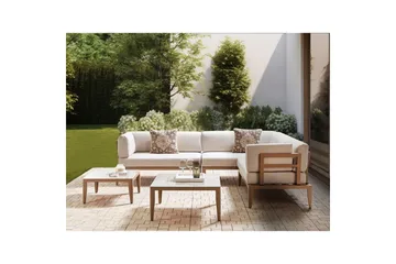 Loungegrupp Beliani Rima III Beige Beige - Hagemøbler - Loungemøbler - Sofagruppe utendørs