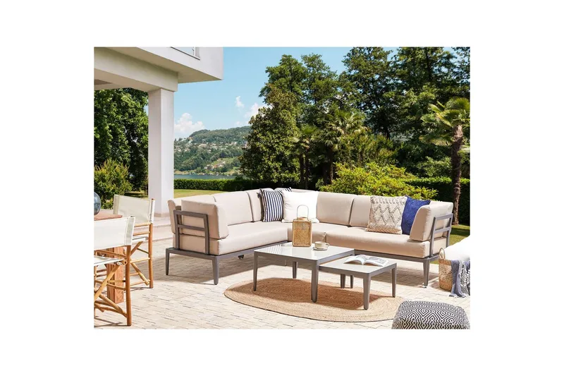 Loungegrupp Beliani Rima III Beige Grey||Beige - Hagemøbler - Loungemøbler - Sofagruppe utendørs