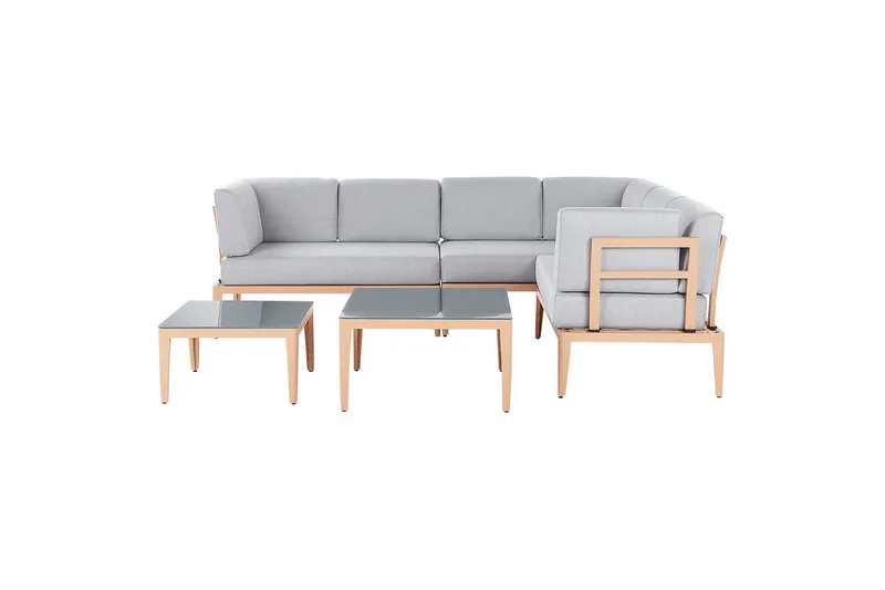 Loungegrupp Beliani Rima III Beige Grey||Light wood, undefined