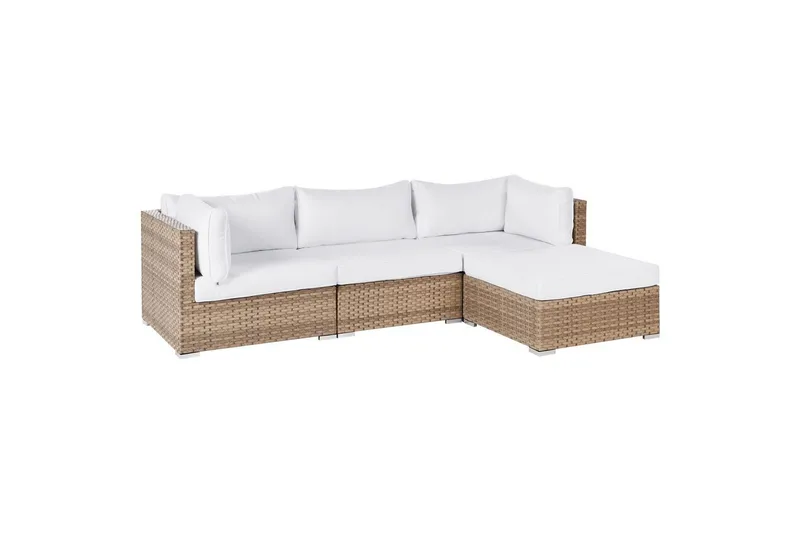 Loungegrupp Beliani Sano Grå, Högervänd NO_BRAND Natural||White Right-faced - Hage - Utemiljø - Veranda & terrasse - Verandamøbler