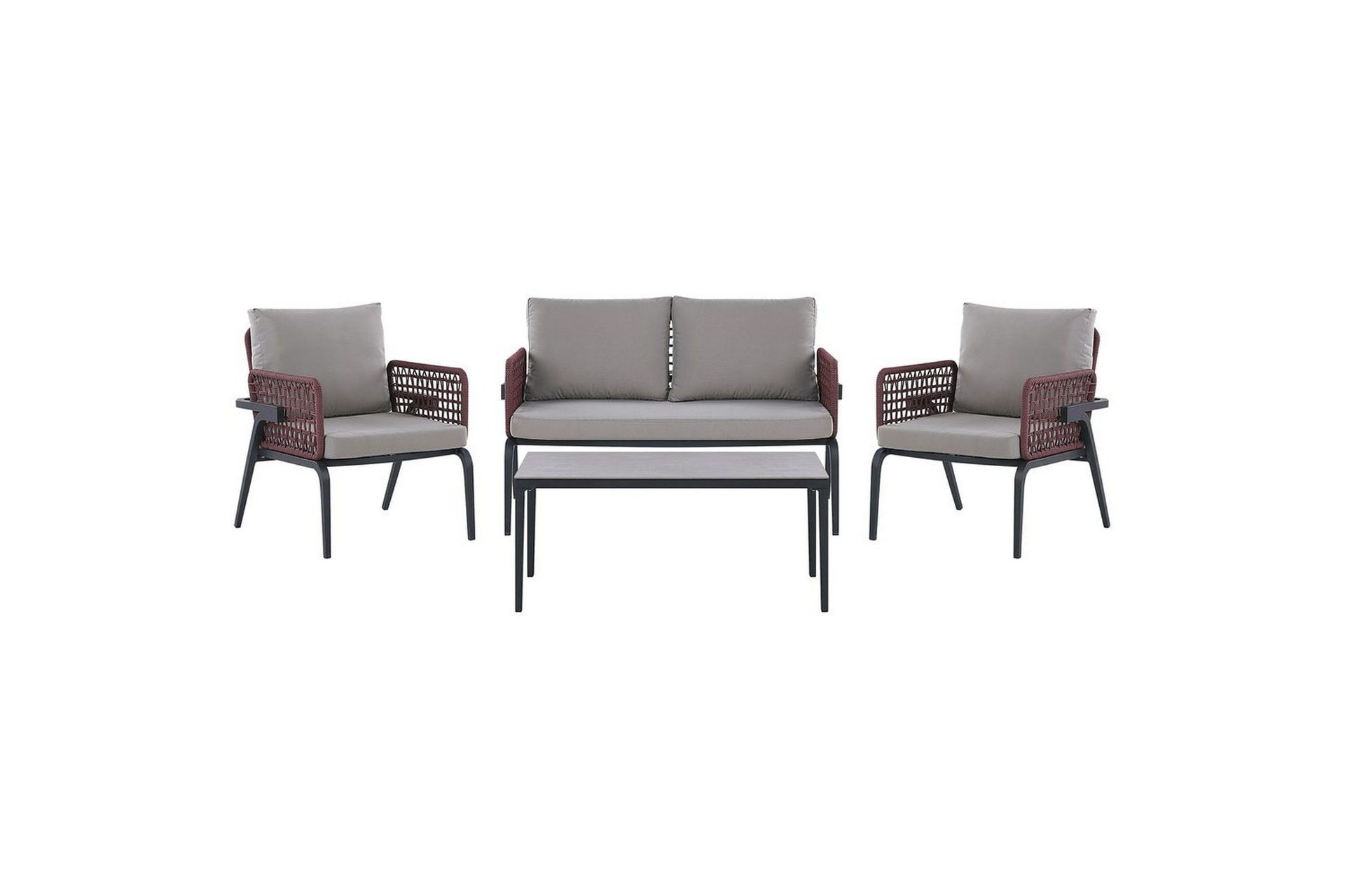 Loungegrupp Beliani Sciacca Grey\|\|Black\|\|Burgundy -