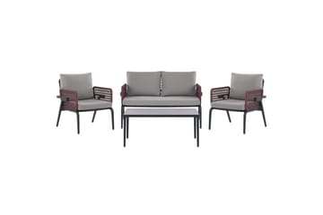 Loungegrupp Beliani Sciacca Grey||Black||Burgundy - Hagemøbler - Loungemøbler - Sofagruppe utendørs