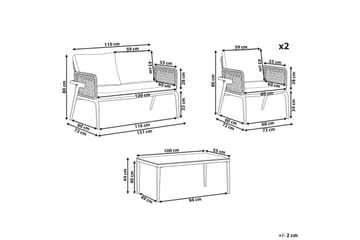 Loungegrupp Beliani Sciacca Grey||Black||Burgundy - Hagemøbler - Loungemøbler - Sofagruppe utendørs