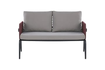 Loungegrupp Beliani Sciacca Grey||Black||Burgundy - Hagemøbler - Loungemøbler - Sofagruppe utendørs