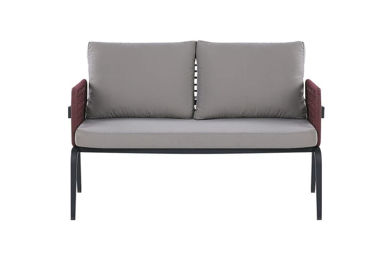 Loungegrupp Beliani Sciacca Grey||Black||Burgundy - Hagemøbler - Loungemøbler - Sofagruppe utendørs
