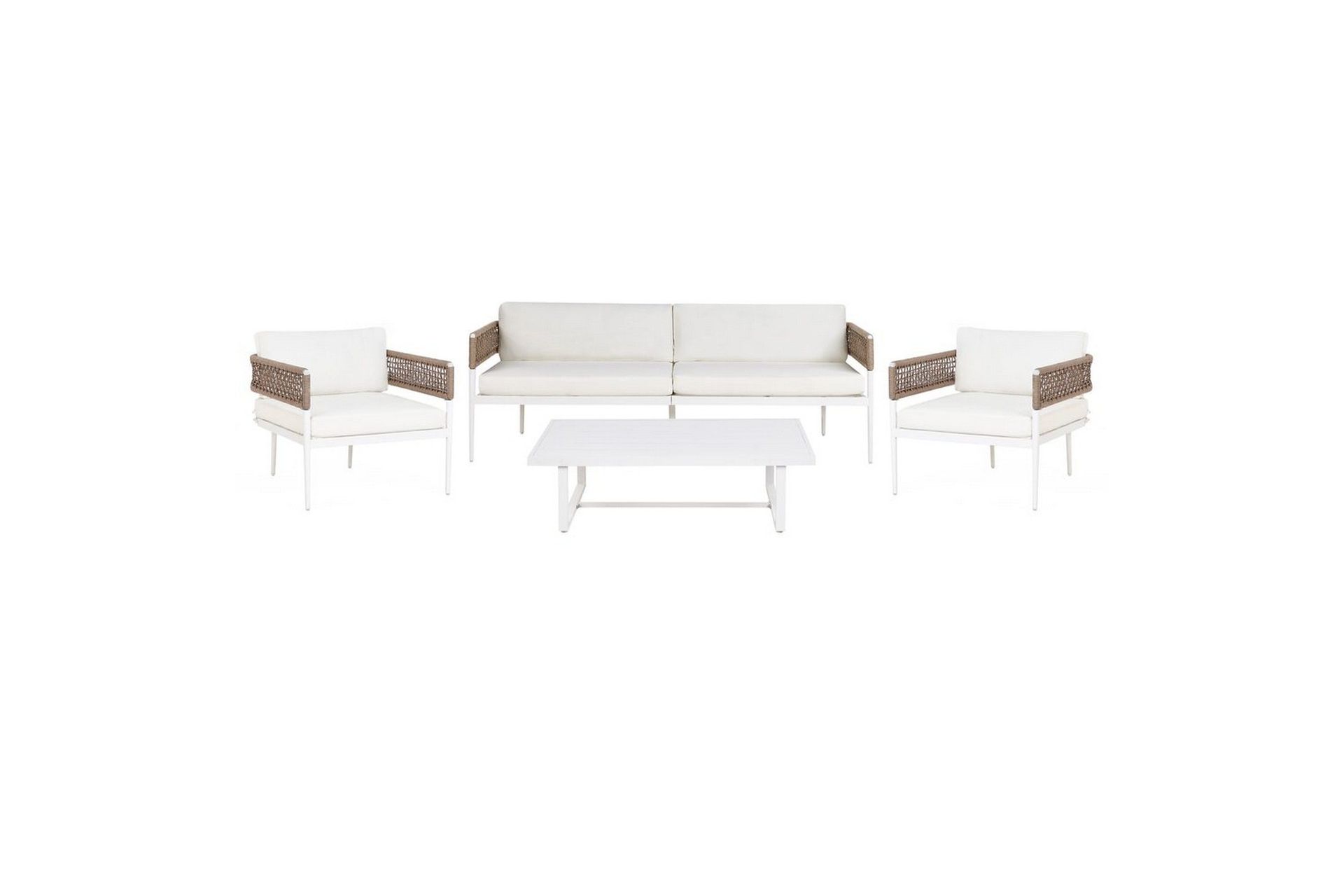 Loungegrupp Beliani Serla White\|\|Beige -