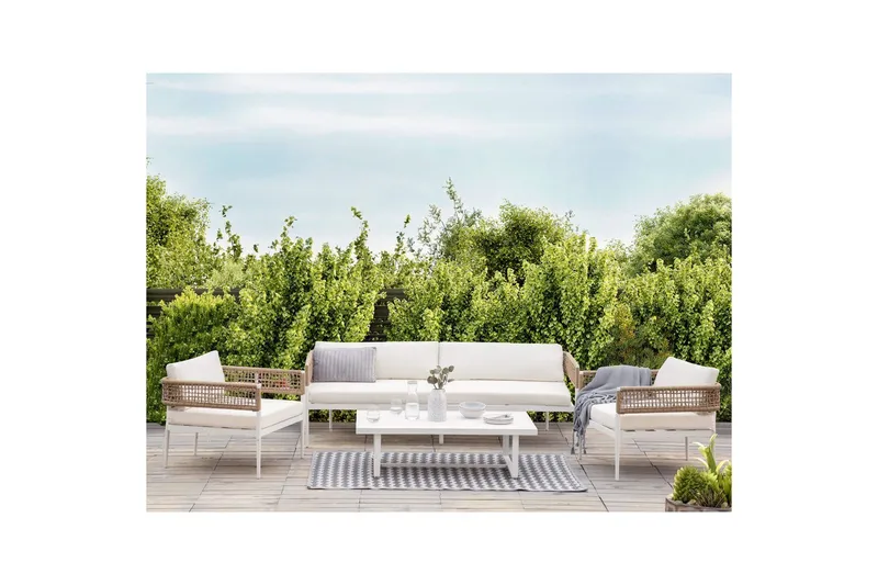Loungegrupp Beliani Serla White||Beige - Hagemøbler - Loungemøbler - Sofagruppe utendørs