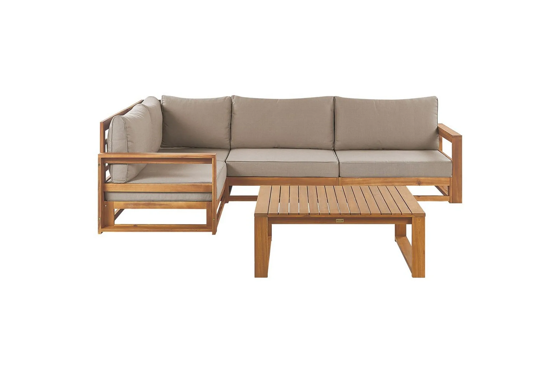Loungegrupp Beliani Timor Ljus trä/beige, Ja, Högervänd Light wood\|\|Beige Left-faced -