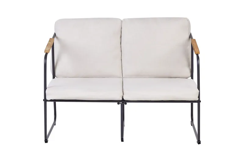 Loungegrupp Beliani Vezzana Beige/ljust trä/svart Beige||Light wood||Black - Hagemøbler - Loungemøbler - Sofagruppe utendørs