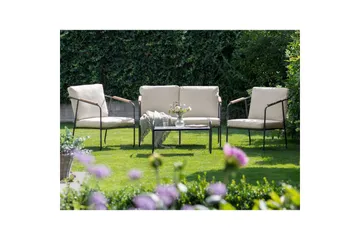 Loungegrupp Beliani Vezzana Beige/ljust trä/svart Beige||Light wood||Black - Hagemøbler - Loungemøbler - Sofagruppe utendørs
