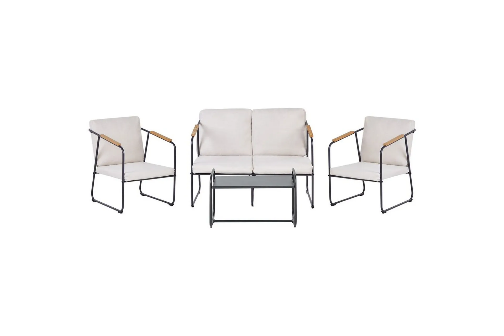 Loungegrupp Beliani Vezzana Beige/ljust trä/svart Beige\|\|Light wood\|\|Black -