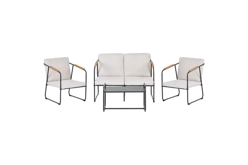 Loungegrupp Beliani Vezzana Beige/ljust trä/svart Beige||Light wood||Black, undefined