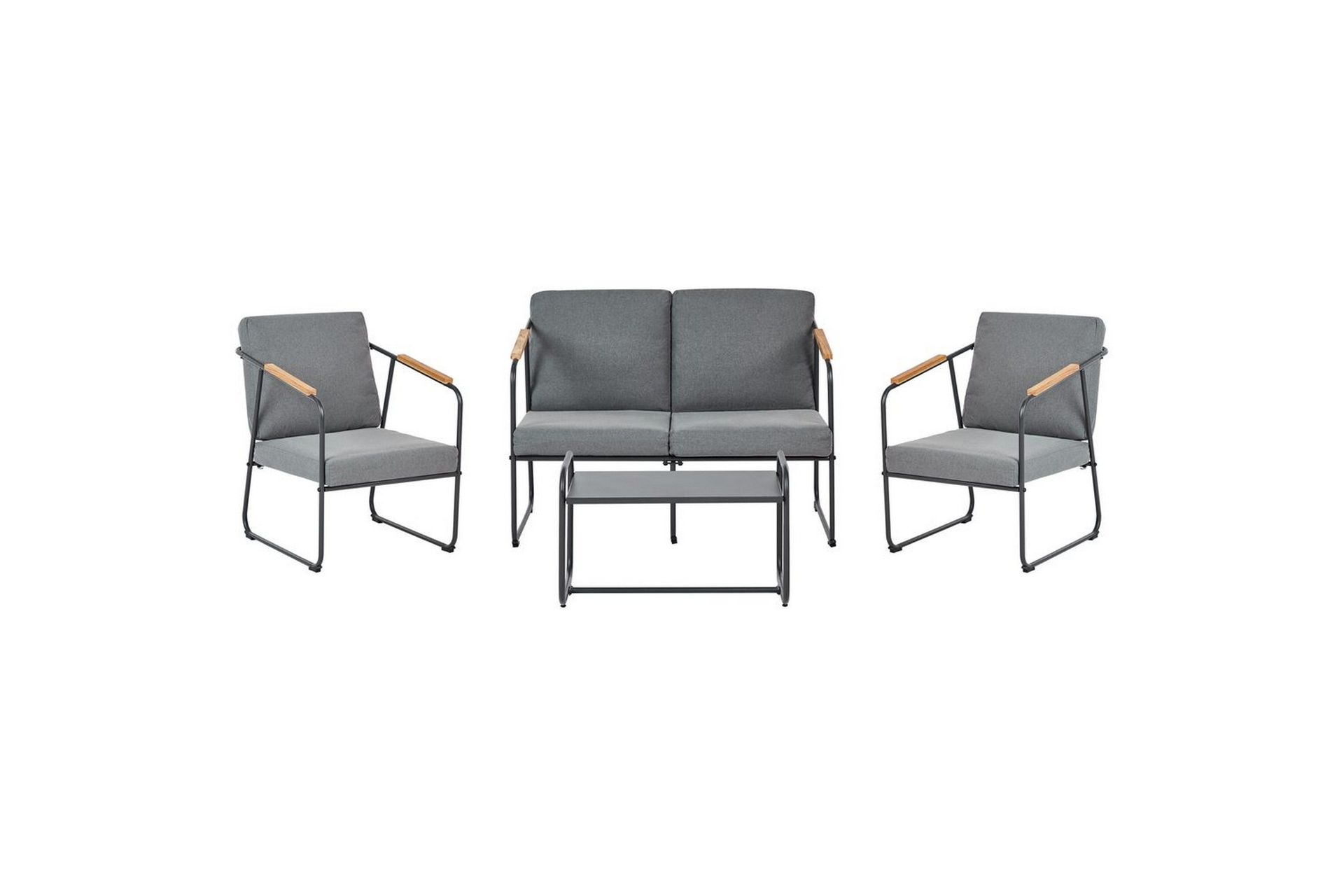 Loungegrupp Beliani Vezzana Beige/ljust trä/svart Grey\|\|Light wood\|\|Black -