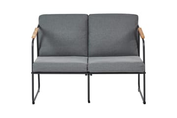 Loungegrupp Beliani Vezzana Beige/ljust trä/svart Grey||Light wood||Black - Hagemøbler - Loungemøbler - Sofagruppe utendørs