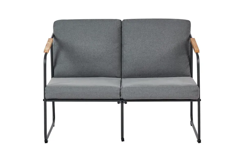 Loungegrupp Beliani Vezzana Beige/ljust trä/svart Grey||Light wood||Black - Hagemøbler - Loungemøbler - Sofagruppe utendørs