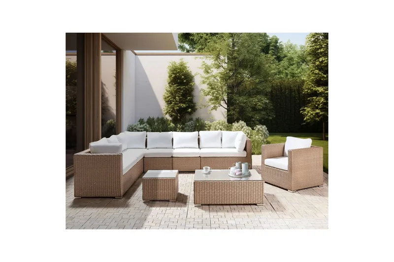 Loungegrupp Beliani XXL Beige/vit Beige||White - Hagemøbler - Loungemøbler - Sofagruppe utendørs