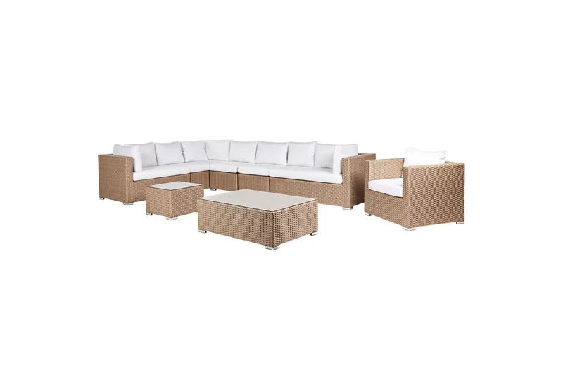 Loungegrupp Beliani XXL Beige/vit Beige||White - Hagemøbler - Loungemøbler - Sofagruppe utendørs