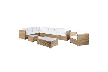 Loungegrupp Beliani XXL Beige/vit Brown||White - Hagemøbler - Loungemøbler - Sofagruppe utendørs
