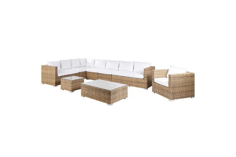 Loungegrupp Beliani XXL Beige/vit Brown||White - Hagemøbler - Loungemøbler - Sofagruppe utendørs